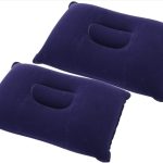 2 Pack Inflatable Pillow Blue Ultralight Pillow Camping Travel Pillow Small Squared Flocked Fabric Air Pillow for Camping and Hiking