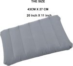 Ultralight Inflatable Camping Pillow Squared Flocked Fabric Air Pillow for Beach Hiking,Camping,Traveling,Napping,Desk Rest,Neck Lumbar Support Grey - Image 2