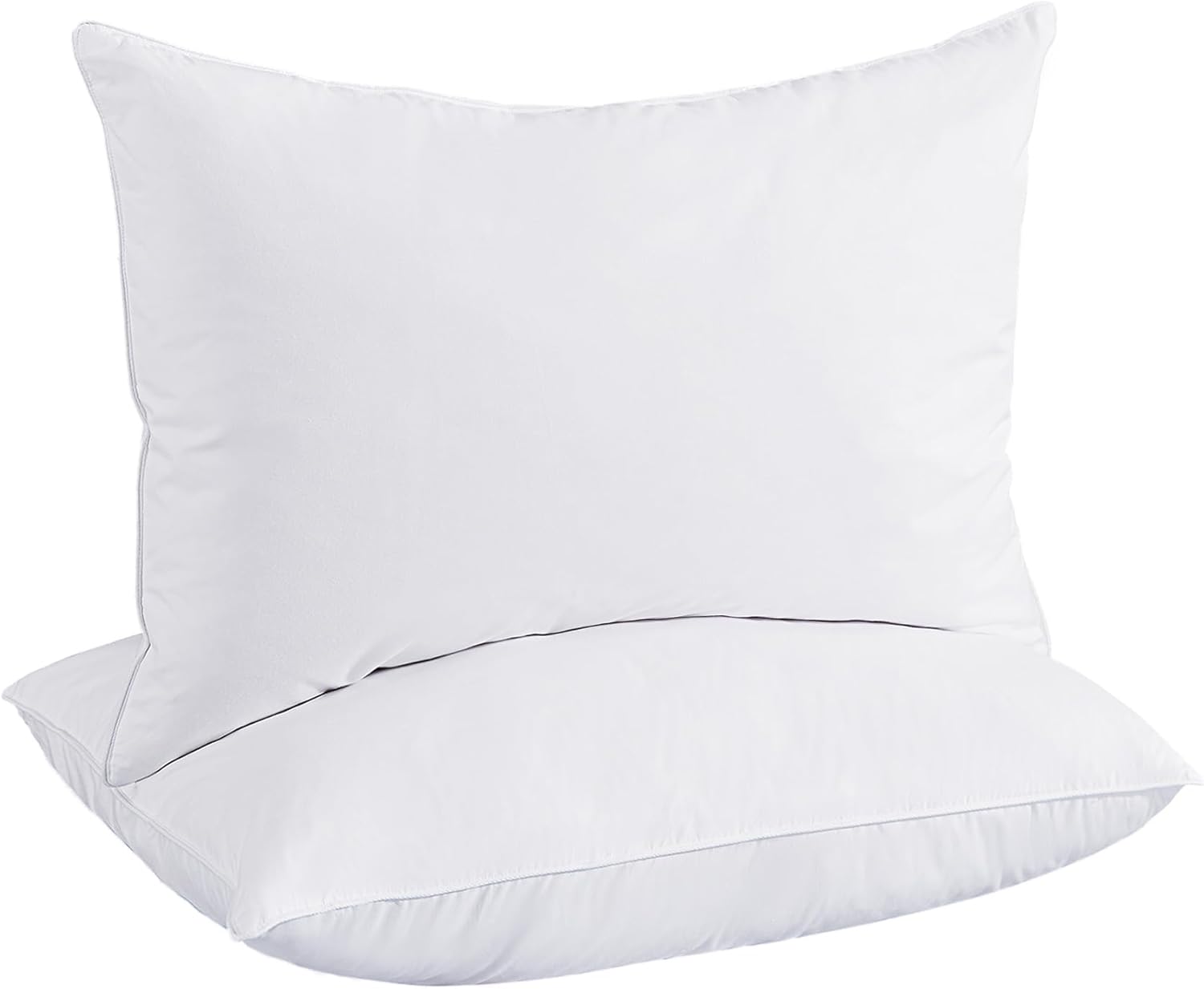 51WUqD4zYyL._AC_SL1500_.jpg White Feathers Down Pillows, Hotel Bed Pillows Standard/Queen Size Set of 2, Soft Pillows for Sleeping with 100% Cotton Cover - Image 1
