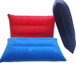 Inflatable Pillow for Camping Travel Pillow Flocked Fabric Air Pillow for Comfortable, Ergonomic Inflating Pillows for Neck & Lumbar Support While Camp Hiking Backpacking (Purple , Red, Royal Blue)