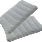 2 Pack Ultralight Inflatable Camping Pillow Squared Flocked Fabric Air Pillow for Hiking,Traveling,Napping,Desk Rest,Beach Neck Lumbar Support