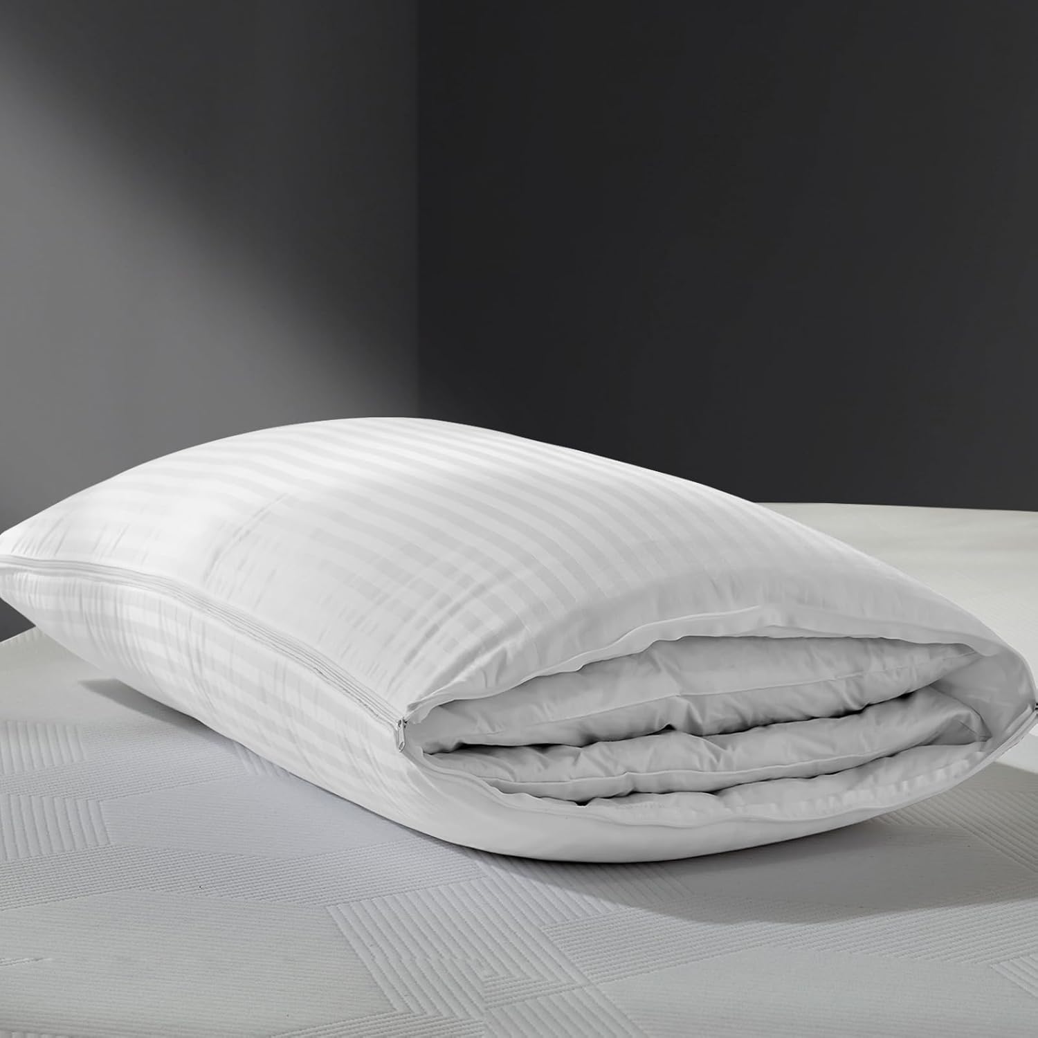 616H5gAXdAL._AC_SL1500_.jpg 2-in-1 Assembleable Feathers Down Pillow for Sleeping, Standard/Queen Size Soft-Medium-Firm Adjustable Bed Pillow Insert for Stomach, Back or Side Sleepers, 20x28 Inches - Image 1