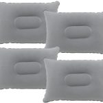 4 Pack Gray Ultralight Inflatable Pillow Small Squared Flocked Fabric Air Pillow for Beach Hiking,Camping,Traveling,Napping,Desk Rest,Neck &Lumbar Support