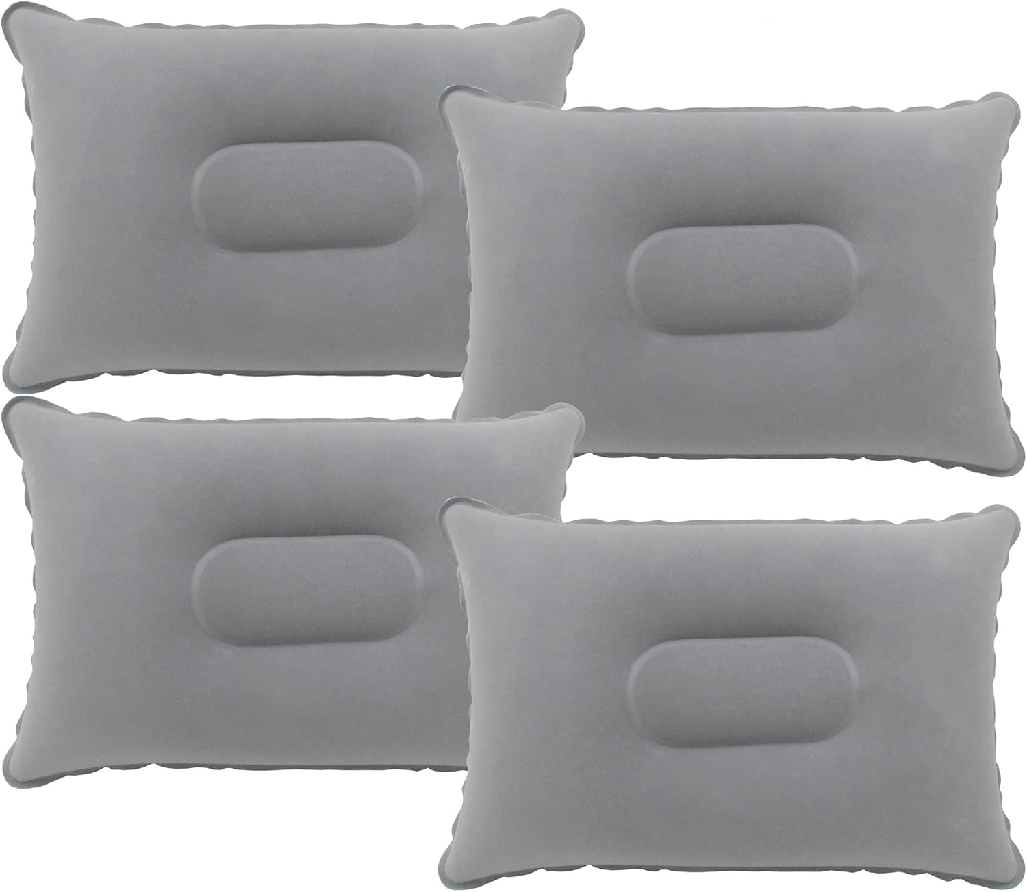 619vhIYSVoL._AC_SL1500_.jpg 4 Pack Gray Ultralight Inflatable Pillow Small Squared Flocked Fabric Air Pillow for Beach Hiking,Camping,Traveling,Napping,Desk Rest,Neck &Lumbar Support - Image 1