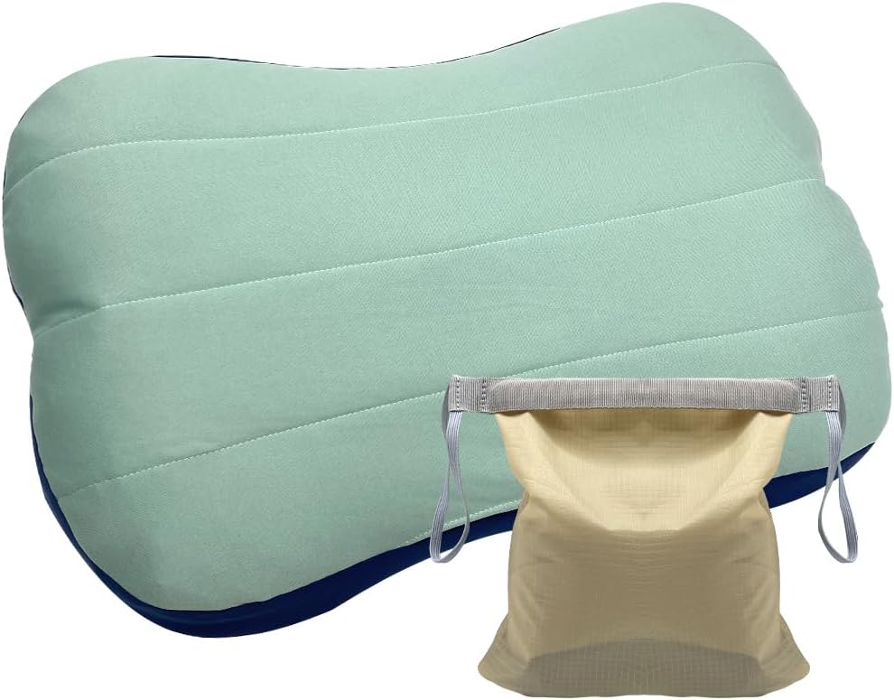 61KxzjwsszL._AC_SL1000_.jpg Inflatable Pillow, Camping Pillow with Removable Cover,Ultralight Inflatable Pillow for Neck Lumbar Support - Upgrade Backpacking Pillow - Washable Travel Air Pillows for Camping, Hiking, Backpacking - Image 1