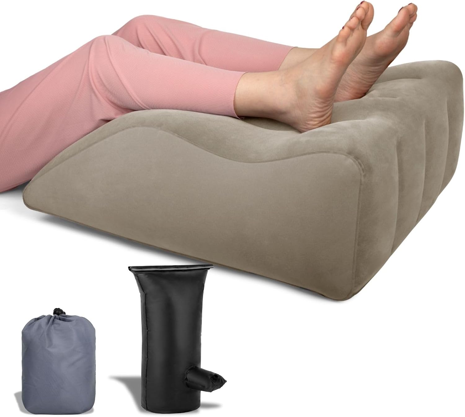 61PUiv2AxCL._AC_SL1500_.jpg Leg Elevation Pillow - Inflatable Wedge Pillow for Sleeping Leg Pillows for Sleeping Portable Leg Pillow for Swelling, After Surgery, Blood Circulation - Image 1