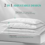 2-in-1 Assembleable Feathers Down Pillow for Sleeping, Standard/Queen Size Soft-Medium-Firm Adjustable Bed Pillow Insert for Stomach, Back or Side Sleepers, 20x28 Inches - Image 2