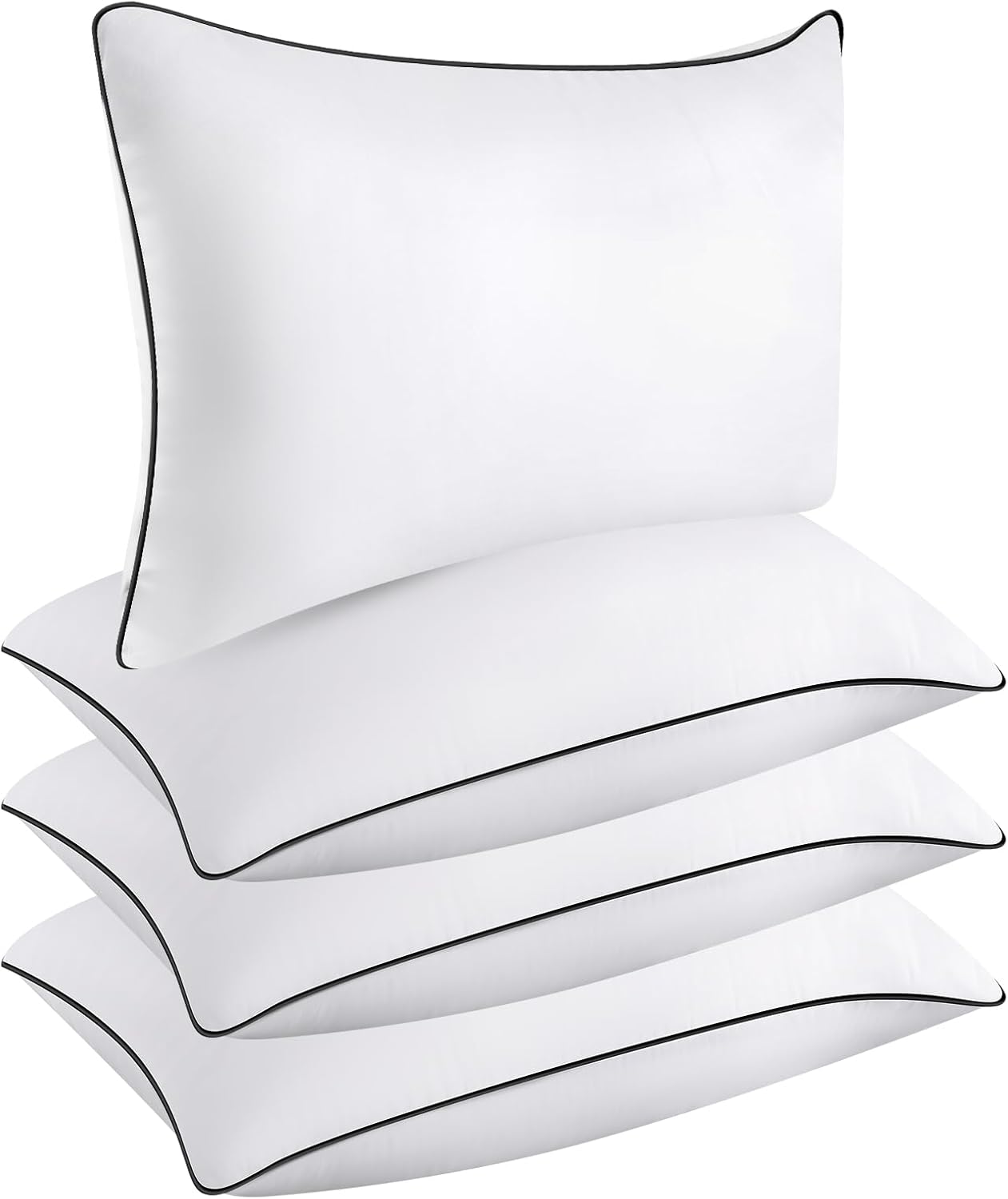 61bk7orhbiL._AC_SL1500_.jpg Hotel Quality Cooling Standard Size Bed Pillows Set of 4 - Soft, Firm, and Supportive Down Alternative Pillows for Back, Stomach, and Side Sleepers - Image 1