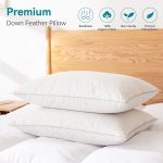 Premium  Feathers Down Pillows,White Queen Pillows Set of 2,Luxury Hotel Collection  Down Pillows,100% Organic Cotton Fabric,Breathable and Skin-Friendly,650 Thread Count - Image 2