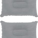 2 Pack Ultralight Inflatable Pillow Small Squared Flocked Fabric Air Pillow for Beach Hiking,Camping,Traveling,Napping,Desk Rest,Neck &Lumbar Support(Gray)