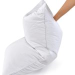 Pack of 2 White Goose Feather and Polyester Bed Pillows King Size- Soft 600 Thread Count 100% Cotton, Medium Firm,Soft Support,White Solid