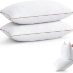 Feather Down Pillows Standard Size Set of 2, Soft Fluffy Luxury Hotel Collection Pillow, 100% Cotton Cover, Medium Firm Bed Pillow for Back, Stomach or Side Sleeper.