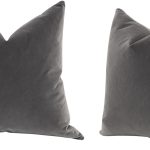 26 Inch Set of 2 Accent Throw Pillows, Down Fill, Dark Gray Velvet
