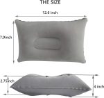 3 Pack Ultralight Inflatable Pillow Small Squared Flocked Fabric Air Pillow for Hiking,Camping,Traveling,Napping,Desk Rest, Beach Pillow Neck Lumbar Support(Gray) - Image 2
