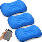3 Pcs Inflatable Camping Travel Pillow Ultralight Inflating Pillows Lightweight Camping Pillow Portable Backpacking Pillow for Neck Lumbar Support Hiking Sleeping Camping (Dark Blue)