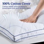 Feather Down Pillows Queen Size Set of 2, Luxury Goose Feather Pillow for Sleeping, Organic Cotton Cover Hotel Collection Bed Pillows - Image 2