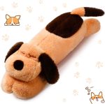 Dog Body Pillow Stuffed Animals Plush Long Body Pillow for Dogs Large Sleeping Hugging Puppy Cushion Birthday Gifts for Kids Girlfriend(23.6 Inch,Brown)