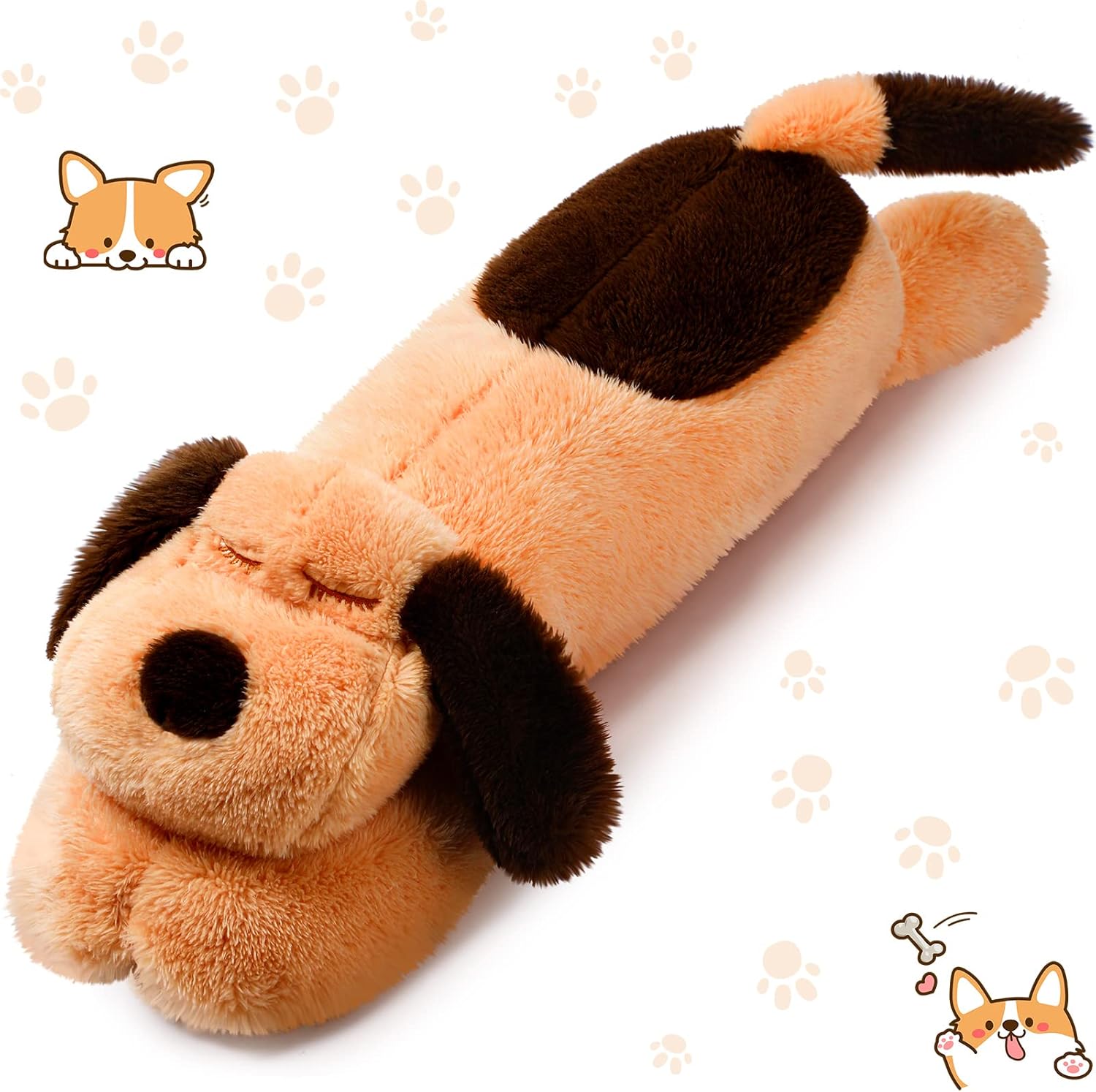 71PfNh7qu7L._AC_SL1500_.jpg Dog Body Pillow Stuffed Animals Plush Long Body Pillow for Dogs Large Sleeping Hugging Puppy Cushion Birthday Gifts for Kids Girlfriend(23.6 Inch,Brown) - Image 1