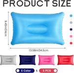 5 Pieces Inflatable Travel Pillow Portable Compact Air Pillow Flocked Fabric Backpacking for Camping Hiking Home Office Sleeping Neck Head Lumbar Support(13.39 x 8.66 Inches,Multicolor) - Image 2