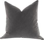26 Inch Set of 2 Accent Throw Pillows, Down Fill, Dark Gray Velvet - Image 2