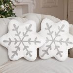 2 Pcs Snowflake Pillow Winter Throw Pillows Decorative Sherpa White Snowflake Shaped Cushion for Winter Home Decor Couch Sofa Bedroom Decoration(Gray)