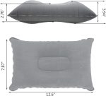 2 Pack Ultralight Inflatable Pillow Small Squared Flocked Fabric Air Pillow for Beach Hiking,Camping,Traveling,Napping,Desk Rest,Neck &Lumbar Support(Gray) - Image 2