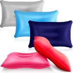 5 Pieces Inflatable Travel Pillow Portable Compact Air Pillow Flocked Fabric Backpacking for Camping Hiking Home Office Sleeping Neck Head Lumbar Support(13.39 x 8.66 Inches,Multicolor)