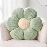 Flower Throw Pillow, Soft Sage Green 14.9" Shaped Floor Pillow for Home Decor, Cute Aesthetic Plush Decorative Pillows for Bed, Sofa, Couch