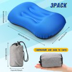 3 Pcs Inflatable Camping Travel Pillow Ultralight Inflating Pillows Lightweight Camping Pillow Portable Backpacking Pillow for Neck Lumbar Support Hiking Sleeping Camping (Dark Blue) - Image 2