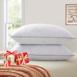 Feather Pillows, Bed Pillows, Standard Size Set of 2, Hotel Pillows for Sleeping, White Pillows Soft Down Alternative Pillows 20x26