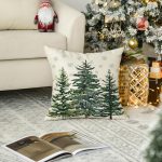 Christmas Trees Snowflake Throw Pillow Cover, 20 x 20 Inch Winter Holiday Cushion Case Decoration for Sofa Couch - Image 2
