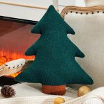 Christmas Tree Throw Pillow Cute Christmas Tree Shaped Pillow Christmas Decorative Pillows Fluffy Pillow Cushions for Bed,Couch,19.6x17.7 in